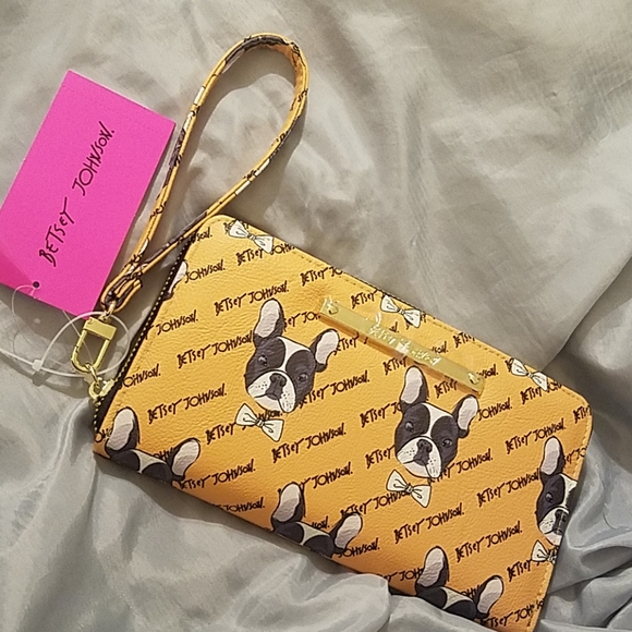 Betsey Johnson mustard dog wallet wristlet NWT - Picture 1 of 5